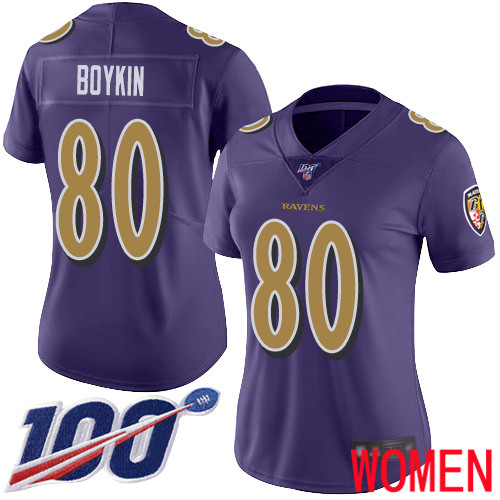 Baltimore Ravens Limited Purple Women Miles Boykin Jersey NFL Football 80 100th Season Rush Vapor Untouchable